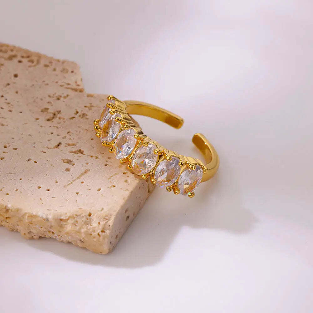 Zircon Geometric Heart Rings For Women Stainless Steel Gold Color Wedding Ring Luxury Aesthetic Jewlery Couple Gift 2025